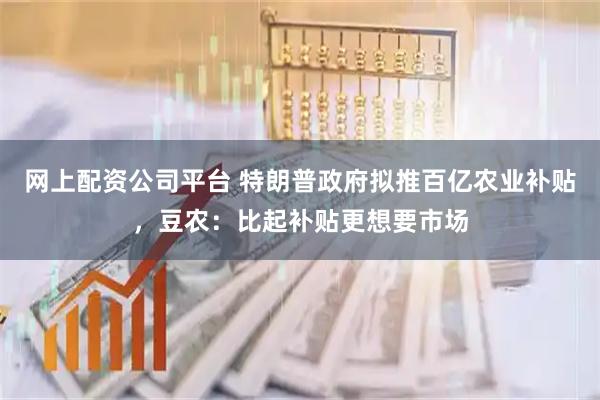 网上配资公司平台 特朗普政府拟推百亿农业补贴,豆农:比起补贴更想要市场