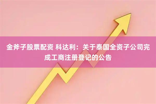 金斧子股票配资 科达利:关于泰国全资子公司完成工商注册登记的公告